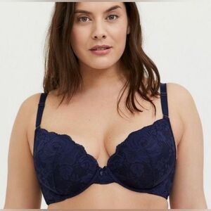 Torrid Curve Bra 40C Lightly Lined Full Coverage Balconette Underwire Blue